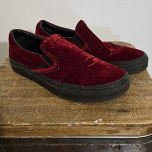 Red Velvet Vans slip ons